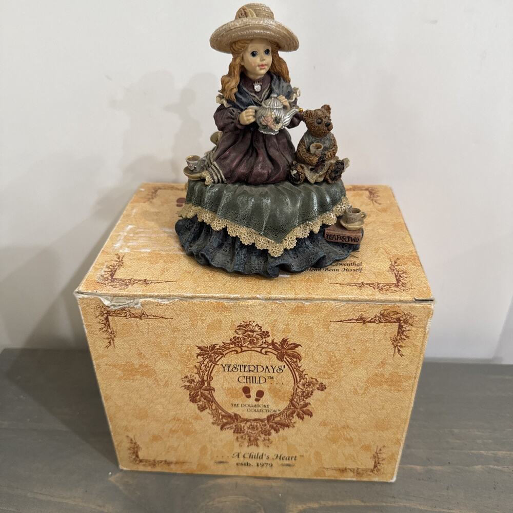 Boyds Yesterdays Child Whitney & Wilson Tea Party Music Box Figurine Tea For Two